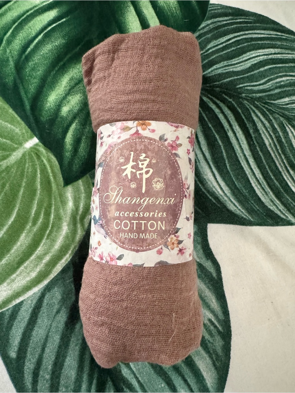(2item)Shangenxi Cotton Hand Made Scarf - Dusty Rose
